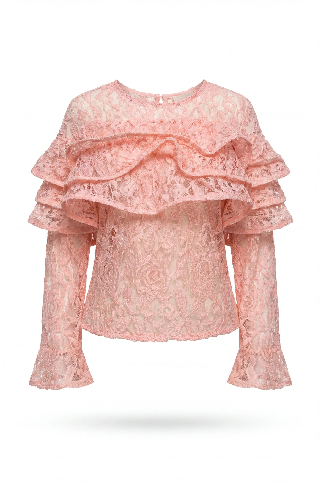 Pink Lace Ruffle Crop Top